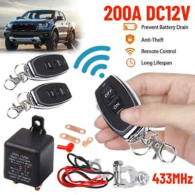 #ad 12V Wireless Dual Remote Car Battery Disconnect Relay Master Kill Cut off Switch $19.99