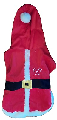 #ad Santa Claus Suit Christmas Hoodie Hat Belt Dog Pet Costume Outfit Red Holiday $19.95