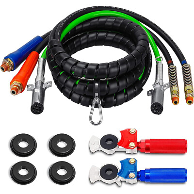 #ad 15ft 3 in 1 ABS amp; Air Line Hose Wrap 7 Way Electrical Cable Semi Truck Trailer $105.99