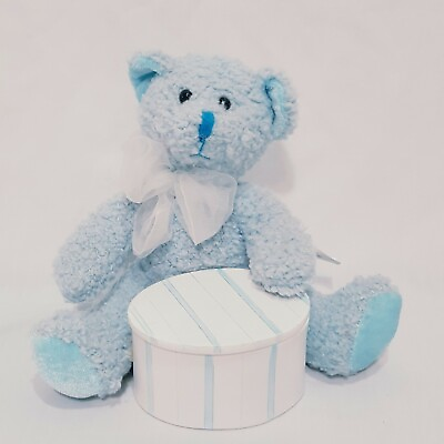 #ad Teddy Bear with Jewelry or Trinket Gift Box Empty Plush Blue Baby 6quot; $24.69