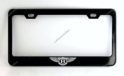 #ad BENTLEY Black License Plate Frame Custom Made of Powder Coated Metal White Logo $34.99