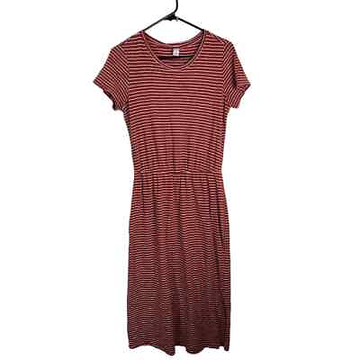 #ad Womens Midi Striped Shirt Short Sleeve Crewneck Pullover Tee Shirt Dress Small $17.00