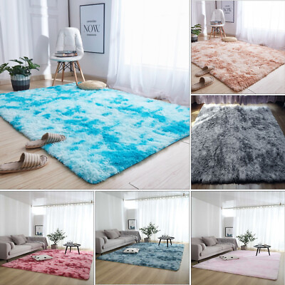 #ad Shaggy Large Rug Area Rugs Fluffy Tie Dye Floor Soft Carpet Living Room Bedroom $18.45