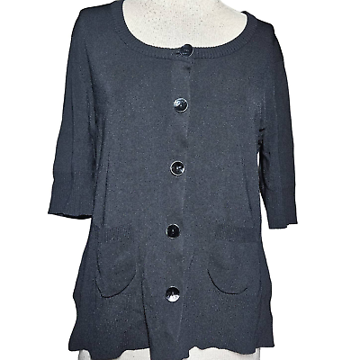 #ad Black Button Cardigan Sweater Size Medium $18.75