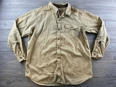 #ad Columbia Shirt Mens Size XL Beige Tan Long Sleeve Sleeves Pocket Shirt $9.59