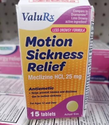 #ad Meclizine 25mg Anti Nausea Vertigo Travel Motion Sickness 15ct 2 Pack Exp 5 25 $10.96