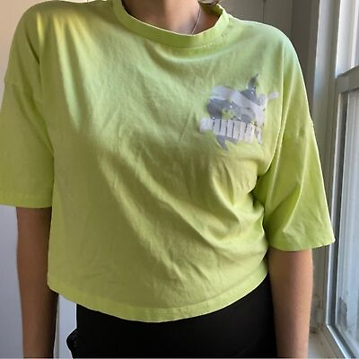#ad Puma Neon Green Yellow crop top workout exercise size Small athletic $15.00