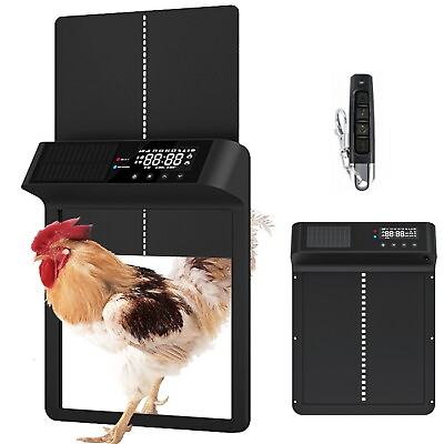 #ad Solar Powered Automatic Chicken Coop Door with Timer Light Sensor Modes $80.99