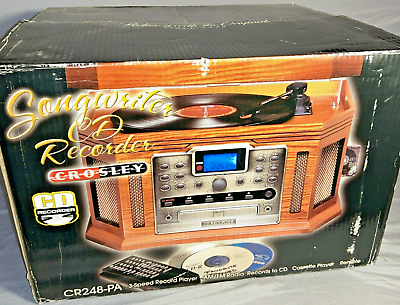 #ad Crosley CR248 CD Recorder Phono Cassette Deck amp; Radio w REMOTE $80.00