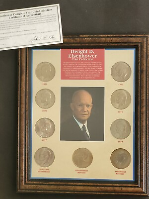 #ad WALL PLAQUE 1971 1978 Complete Year coin of Eisenhower Dollars $79.99