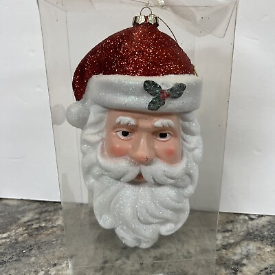 Ornament Christmas Large Santa Head 9” Shatter Proof NEW Noel $12.59