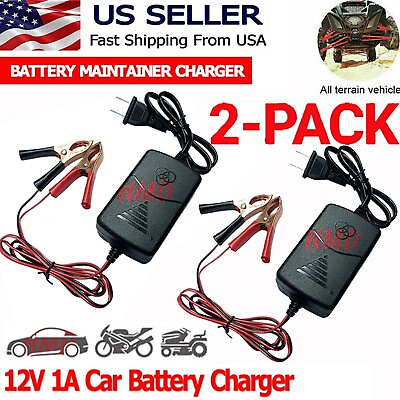 #ad 2PCS Car Battery Charger Maintainer 12V Trickle RV for Truck Motorcycle ATV Auto $14.79
