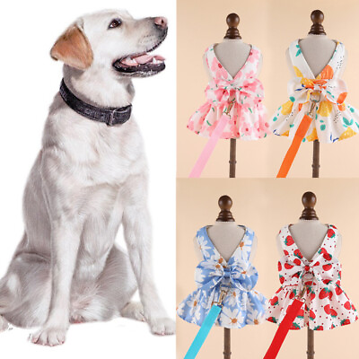 #ad Cute Floral Pet Dog Dress Vest Harness with Leash Puppy Cat Harnesses Walking#x27; $4.94