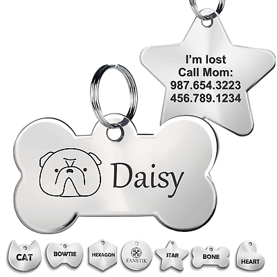 #ad Pet ID Tag Customized Dog Tags Cat Tags Engraved. FANSTIK Face MADE IN USA $6.95