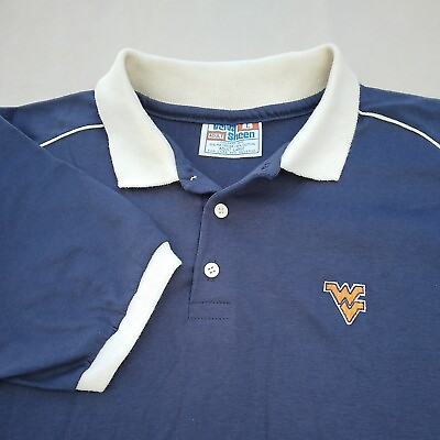 #ad VTG Velva Sheen West Virginia Mountaineers Adult Polo Shirt Large Made In USA $35.00