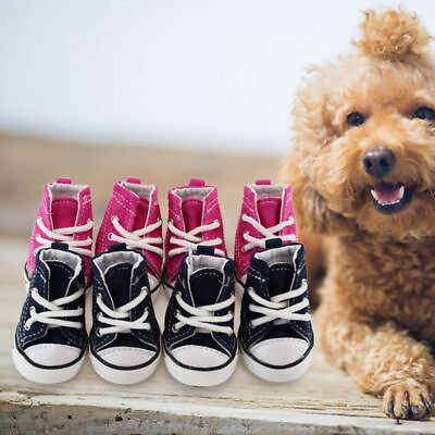 4pcsset Pet Dog Canvas Boots Puppy Sports Anti slip Shoes Sneakers For Small Dog $12.69
