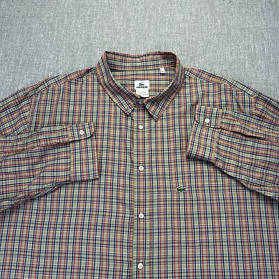 #ad Lacoste Button Up Shirt Mens 4XLT Plaid Multicolor Long Sleeve $38.88