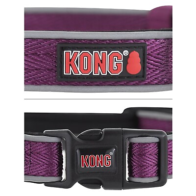 KONG Reflective Dog Collars Padded Weave M L XL BRAND NEW Assorted Colors $44.99