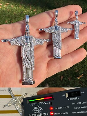#ad MOISSANITE Christ The Redeemer 925 Silver Necklace Jesus Iced Hip Hop Necklace $260.06