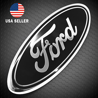 #ad FORD BLACK amp; SILVER EMBLEM OVAL 9 INCH LOGO Front Grille Tailgate Badge 2004 16 $13.99