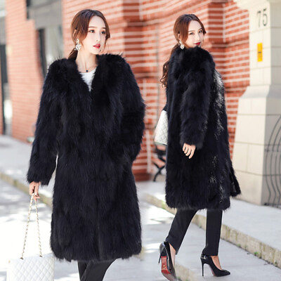 #ad New Winter Luxury Women#x27;s Fox Fur Coat Mid Long Winter Warm Real Fox Fur Jackets $233.98