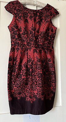 #ad Dorothy Perkins Red Purple Lace Effect Cap Sleeve V Back Dress UK12 L36.5quot; GBP 9.99