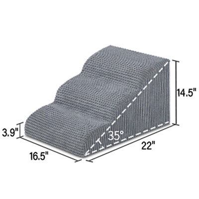 #ad High Density Foam Dog Stairs 3 Tier Extra Wide amp; Deep Pet Ramp Ladder for Bed $41.89