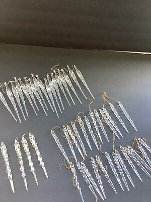 #ad Vintage Lot of 44 Clear Plastic Icicles Assorted Styles 4 1 2” 5 1 2” $19.95