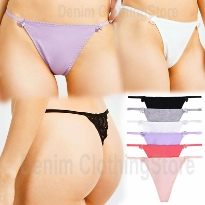#ad Lot of 6 Women Cotton Sexy Thong G string Panties Lingerie Lace Underwear S XL $16.18