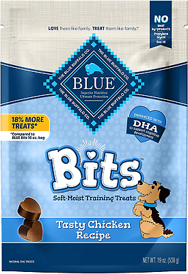 #ad BLUE Bits Natural Soft Moist Training Dog Treats Chicken Recipe 19 Oz Bag $21.22