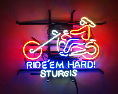 #ad Ride Em Hard Sturgis Motorcycle Garage 20quot;x16quot; Neon Light Sign Lamp Wall Decor $130.79
