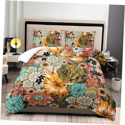 #ad Boho Comforter Sets Size3 Piece Bohemian Bedding Set Lightweight Full Floral $78.41