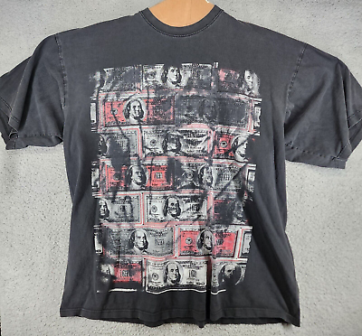 #ad Vintage $100 Bill Benjamin Franklin Shirt Mens 4XL Black Short Sleeve $449.99