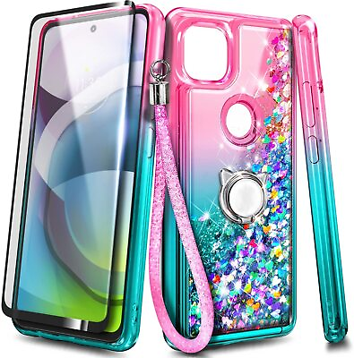 #ad For Motorola One 5G Ace Case Glitter Ring Phone Cover Tempered Glass amp; Lanyard $12.98