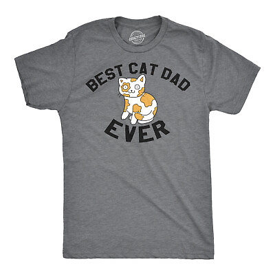 #ad Mens Best Cat Dad Ever Funny Face T shirt Hilarious Pet Lover Graphic for Guys $5.00