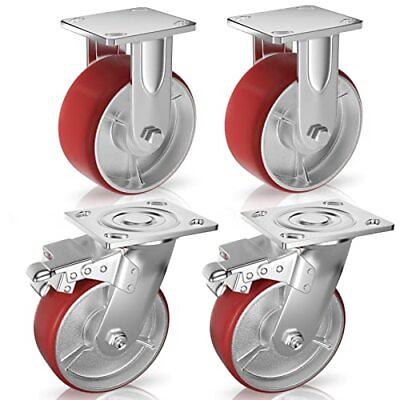 #ad Casters Set Of 4 Heavy Duty 6 Inch With Brakes 2 And Fixed Locking Casters With $168.60
