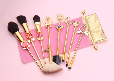 #ad Cartoon Style Makeup Brush Set Gold $11.95