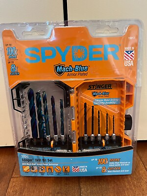 #ad Spyder Stinger 10 pc Drill Bit Set Mach Blue High Speed Steel HSS Made in USA $34.95