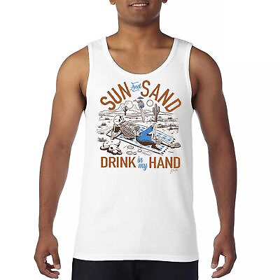 #ad Sun and Sand Drink in My Hand Tank Top Funny Dry Heat Desert Beach Men#x27;s Top $17.64