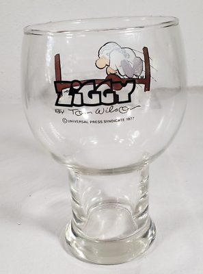 #ad ZIGGY TOM WILSON DRINKING GLASS 1976 Football Player Goalposts BEER vtg $8.99