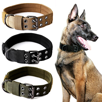 #ad #ad Tactical Heavy Duty Nylon Large Dog Collar Military Color w Metal Buckle 3 Size $11.49