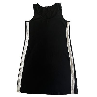 #ad Ambiance Women#x27;s Black White Striped Sleeveless Bodycon Mini Dress Size M $4.99