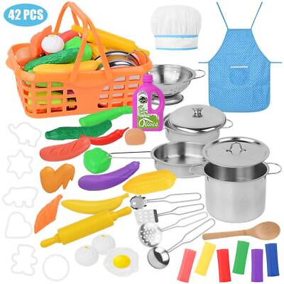 #ad Pretend Play Kitchen Toys Accessories Set Play Food Toys Kids Christmas $23.79