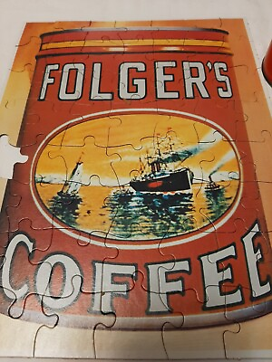 #ad FOLGER#x27;S COFFEE 1950#x27;s Advertising Premium Promotional Jigsaw Puzzle free ship $9.88