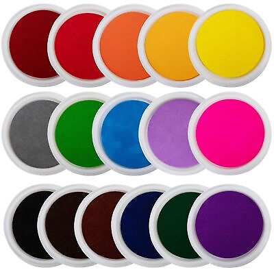 #ad 7quot; Large Round Craft Ink Pads 16 Colors Rainbow DIY Fingerprint Ink Pad Sta... $44.37
