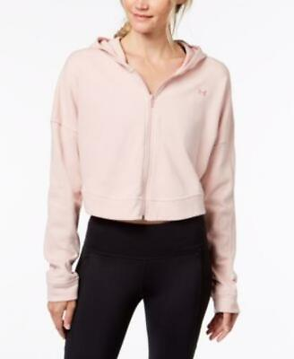 #ad UNDER ARMOUR Womens Pink Favorite Terry Cropped Hoodie $60 Sz XS TINI {amp;} $37.50