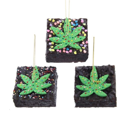 #ad Foam Cannabis Brownie W Sprinkles Ornament 3 Pack Christmas Weed Pot Marijuana $23.15