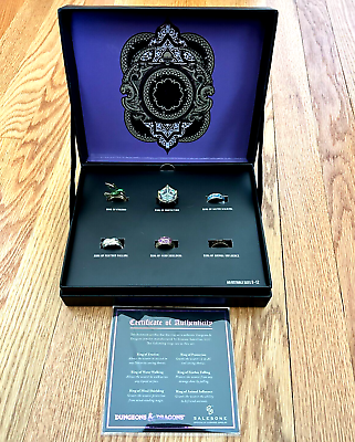 #ad Dungeons and Dragons Exclusive Adjustable 6 Ring Set Collectors Box set COA RARE $79.95