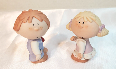 #ad Bumpkins Ceramic Figurines Boy and Girl With Heart 3 Inches Tall $8.97