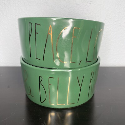 #ad Rae Dunn Pet Dog Dishes 6quot; Bowls PEACE LOVE amp; BELLY RUB $15.55
